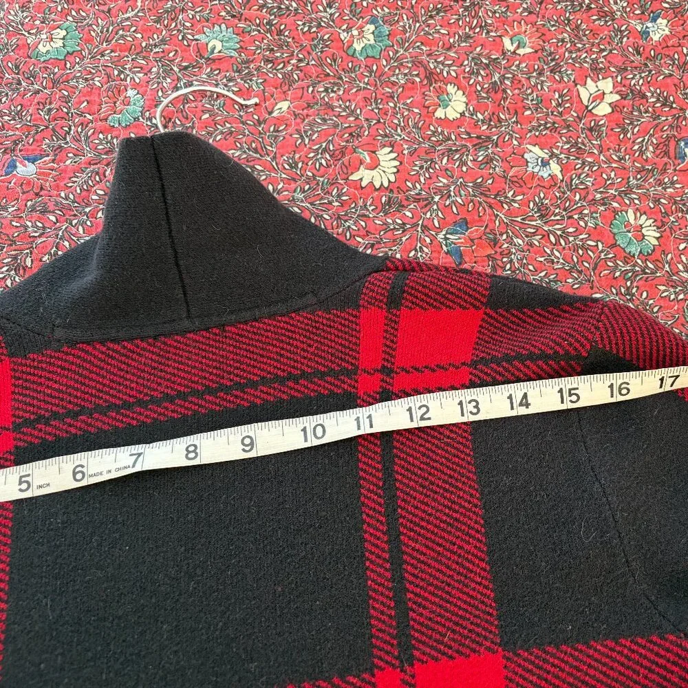 J.Jill Red & Black Buffalo Plaid Open Front Cardi - Size L - Picture 12 of 15